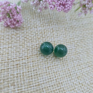 Natural Green Jade Stud Earrings 8mm